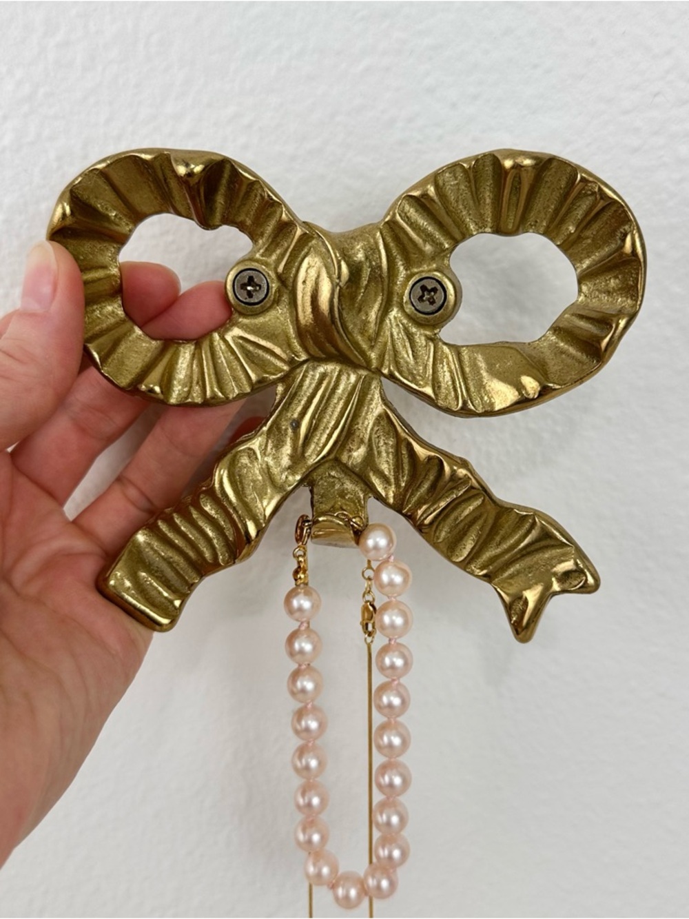 Vintage Brass Bow Wall Hook Coquette Girl Decorative Hook